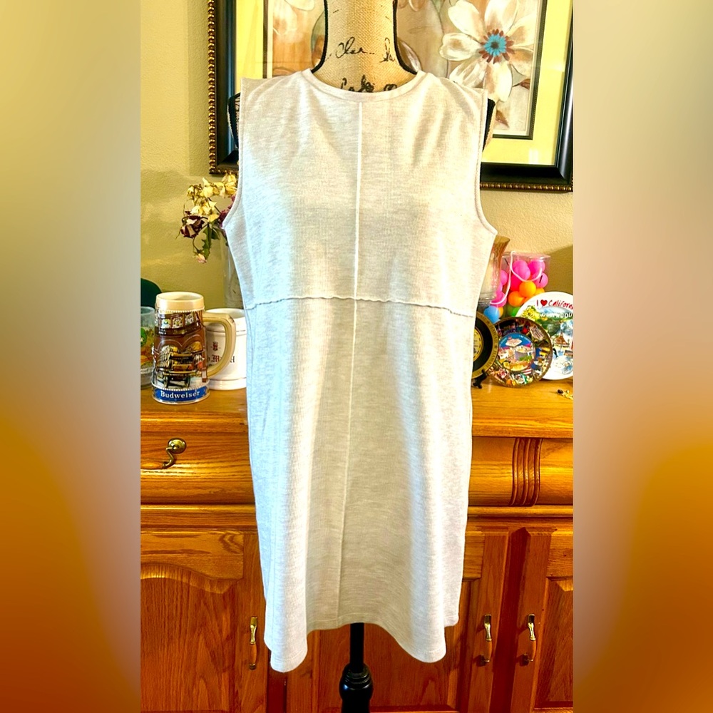 Zara Short Sleeve Knitted Tan Dress Womens Size L